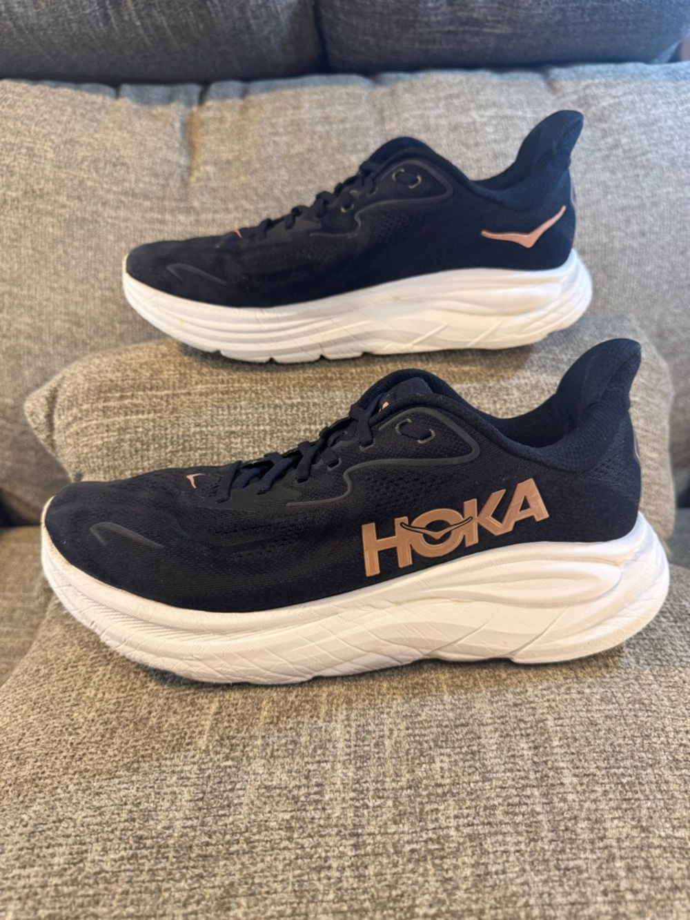 Hoka Clifton 10 Black/Rose Gold 1162031 BRGL Size 12 - Picture 2 of 11